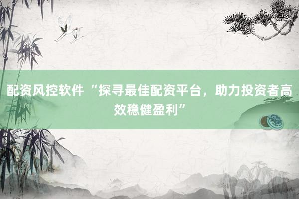 配资风控软件 “探寻最佳配资平台，助力投资者高效稳健盈利”