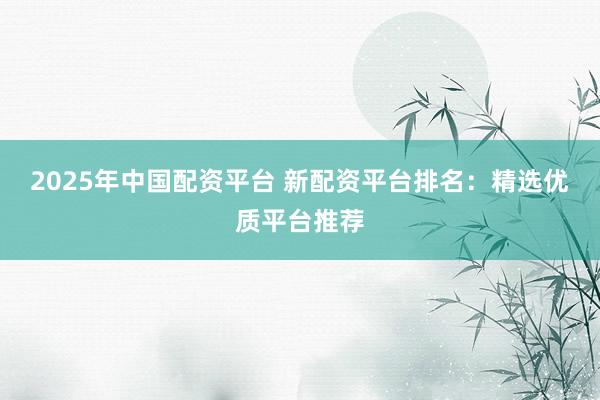 2025年中国配资平台 新配资平台排名：精选优质平台推荐